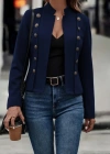 Kadın Uzun Kollu Hakim Yaka Yanlardan Düğmeli Kısa Süet Ceket