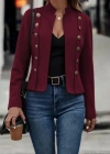 Kadın Uzun Kollu Hakim Yaka Yanlardan Düğmeli Kısa Süet Ceket