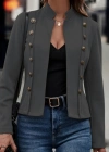 Kadın Uzun Kollu Hakim Yaka Yanlardan Düğmeli Kısa Süet Ceket