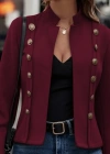 Kadın Uzun Kollu Hakim Yaka Yanlardan Düğmeli Kısa Süet Ceket