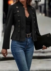 Kadın Uzun Kollu Hakim Yaka Yanlardan Düğmeli Kısa Süet Ceket