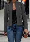 Kadın Uzun Kollu Hakim Yaka Yanlardan Düğmeli Kısa Süet Ceket