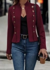 Kadın Uzun Kollu Hakim Yaka Yanlardan Düğmeli Kısa Süet Ceket