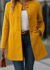 Kadın Uzun Kollu Hakim Yakalı önden Düğmeli Cep Detaylı Kısa Kaşe Kaban