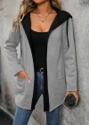 Kadın Uzun Kollu Kapşonlu Bağcıklı Cepli Iki Iplik Ceket