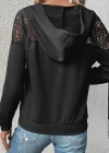 Kadın Uzun Kollu Kapşonlu Bağcıklı Dantelli Viskon Iki Iplik Bluz
