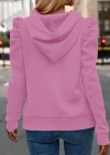 Kadın Uzun Kollu Kapşonlu Bağcıklı Kollarda Büzgü Detaylı Iki Iplik Bluz