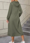 Kadın Uzun Kollu Kapşonlu Cep Detaylı Viskon Iki Iplik Maxi Elbise