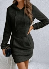 Kadın Uzun Kollu Kapşonlu Cepli Mini Peluş Elbise