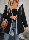 Kadın Uzun Kollu Kapşonlu çift Renkli şardonlu Iki Iplik Ceket