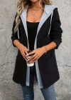 Kadın Uzun Kollu Kapşonlu çift Renkli şardonlu Iki Iplik Ceket