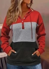 Kadın Uzun Kollu Kapşonlu çok Renkli Iki Iplik Bluz