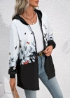 Kadın Uzun Kollu Kapşonlu Fermuarlı çiçekkelebek Desenli şardonlu Dalgıç Ceket