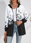 Kadın Uzun Kollu Kapşonlu Fermuarlı çiçekkelebek Desenli şardonlu Dalgıç Ceket