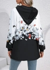 Kadın Uzun Kollu Kapşonlu Fermuarlı çiçekkelebek Desenli şardonlu Dalgıç Ceket