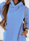 Kadın Uzun Kollu Kapşonlu Kısa Iki Iplik Elbise
