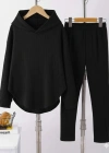 Kadın Uzun Kollu Kapşonlu Meloni Bluz Ve Pantolon Ikili Takım