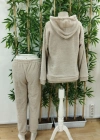 Kadın Uzun Kollu Kapşonlu önden Cepli Peluş Alt Ve üst Ikili Takım