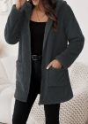 Kadın Uzun Kollu Kapşonlu önden Fermuarlı Cepli Welsoft Ceket