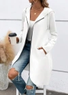 Kadın Uzun Kollu Kapşonlu önden Fermuarlı Midi Dalgıç Ceket
