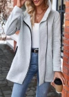 Kadın Uzun Kollu Kapşonlu önden Fermuarlı Uzun üç Iplik Ceket
