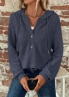 Kadın Uzun Kollu Kapşonlu önü Düğmeli Ve Bağcıklı Waffle Bluz