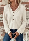 Kadın Uzun Kollu Kapşonlu önü Düğmeli Ve Bağcıklı Waffle Bluz