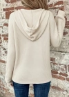 Kadın Uzun Kollu Kapşonlu önü Düğmeli Ve Bağcıklı Waffle Bluz