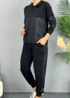 Kadın Uzun Kollu Kapüşonlu Oversize Sweat Ve Pantolon Ikili Takım