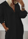 Kadın Uzun Kollu Kapüşonlu Yakası Açık Modal Elbise
