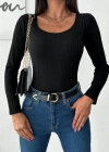 Kadın Uzun Kollu Kaşkorse Bluz