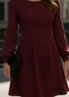 Kadın Uzun Kollu Kayık Yaka Kısa Triko Elbise