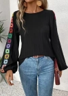 Kadın Uzun Kollu Kayık Yaka şardonlu Kaşkorse Bluz
