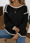 Kadın Uzun Kollu Kayık Yaka Triko Bluz