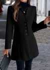 Kadın Uzun Kollu Kırlangıç Yaka önden Düğmeli Kısa Kaşe Kaban