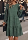 Kadın Uzun Kollu Kol Ucu Lastikli Süet Mini Boy Elbise