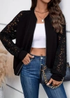 Kadın Uzun Kollu Kolları Dantel Detay önden Fermuarlı Viskon Iki Iplik Ceket