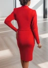 Kadın Uzun Kollu Kruvaze Yaka Bağcık Detay Akrilik Mini Boy Elbise