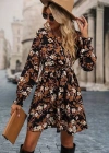 Kadın Uzun Kollu Kruvaze Yaka çiçek Desenli Dalgıç Elbise