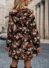 Kadın Uzun Kollu Kruvaze Yaka çiçek Desenli Dalgıç Elbise