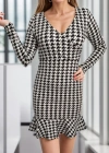 Kadın Uzun Kollu Kruvaze Yaka Mikro Mini Boy Elbise