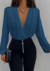 Kadın Uzun Kollu Kruvaze Yaka Sandy Bluz