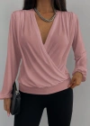 Kadın Uzun Kollu Kruvaze Yaka Sandy Bluz