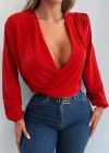 Kadın Uzun Kollu Kruvaze Yaka Sandy Bluz