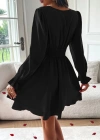 Kadın Uzun Kollu Kruvaze Yakalı Mini Sandy Elbise