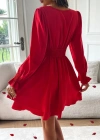 Kadın Uzun Kollu Kruvaze Yakalı Mini Sandy Elbise