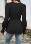 Kadın Uzun Kollu Kruvaze Yakalı önden Bağlamalı Ithal Krep Bluz