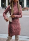 Kadın Uzun Kollu Loren Yünlü Motifli Midi Boy Triko Elbise