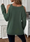 Kadın Uzun Kollu Omuzlardan Açık Askılı Yuvarlak Yaka Triko Bluz