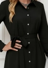Kadın Uzun Kollu ön Kısım Kısım Arka Kısım Uzun Trikoton Gömlek Elbise